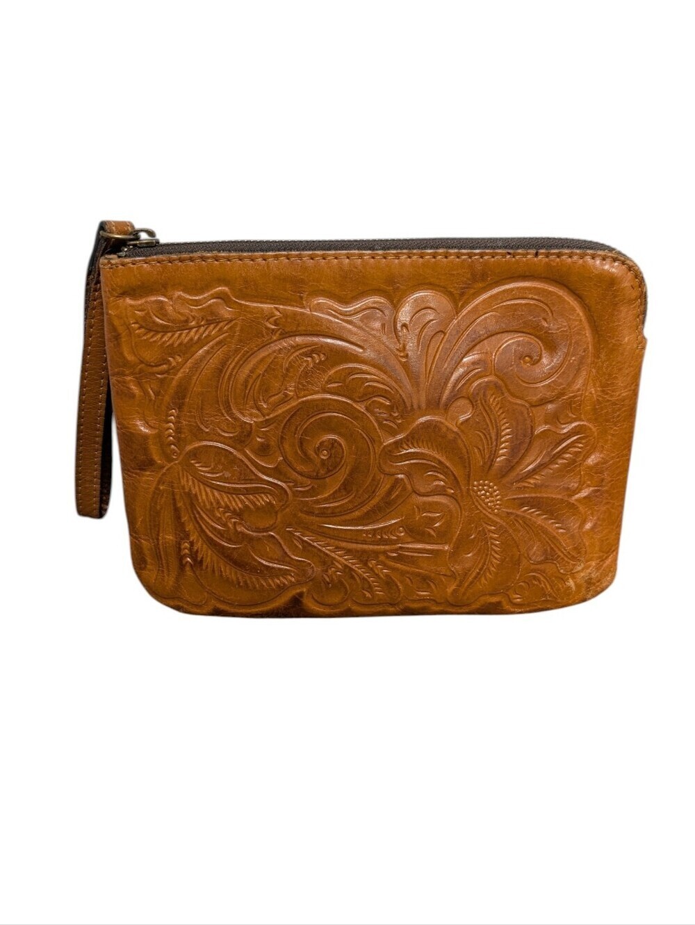 PATRICIA NASH Embossed 100% Leather Tooled Cassini Wristlet Wallet Women's